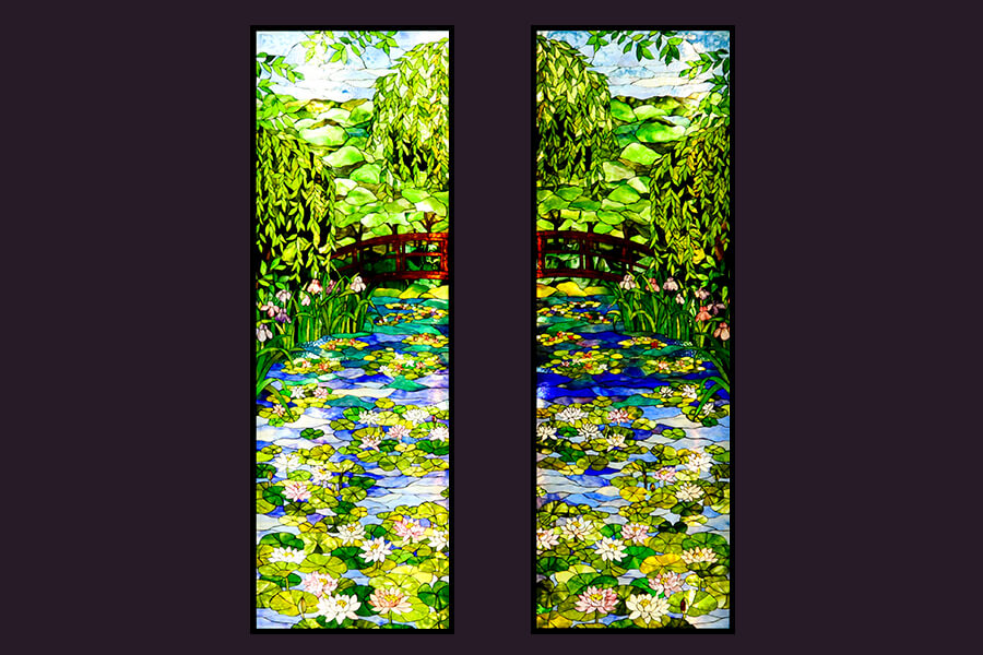 stained glass title「睡蓮(Water Lilies)」