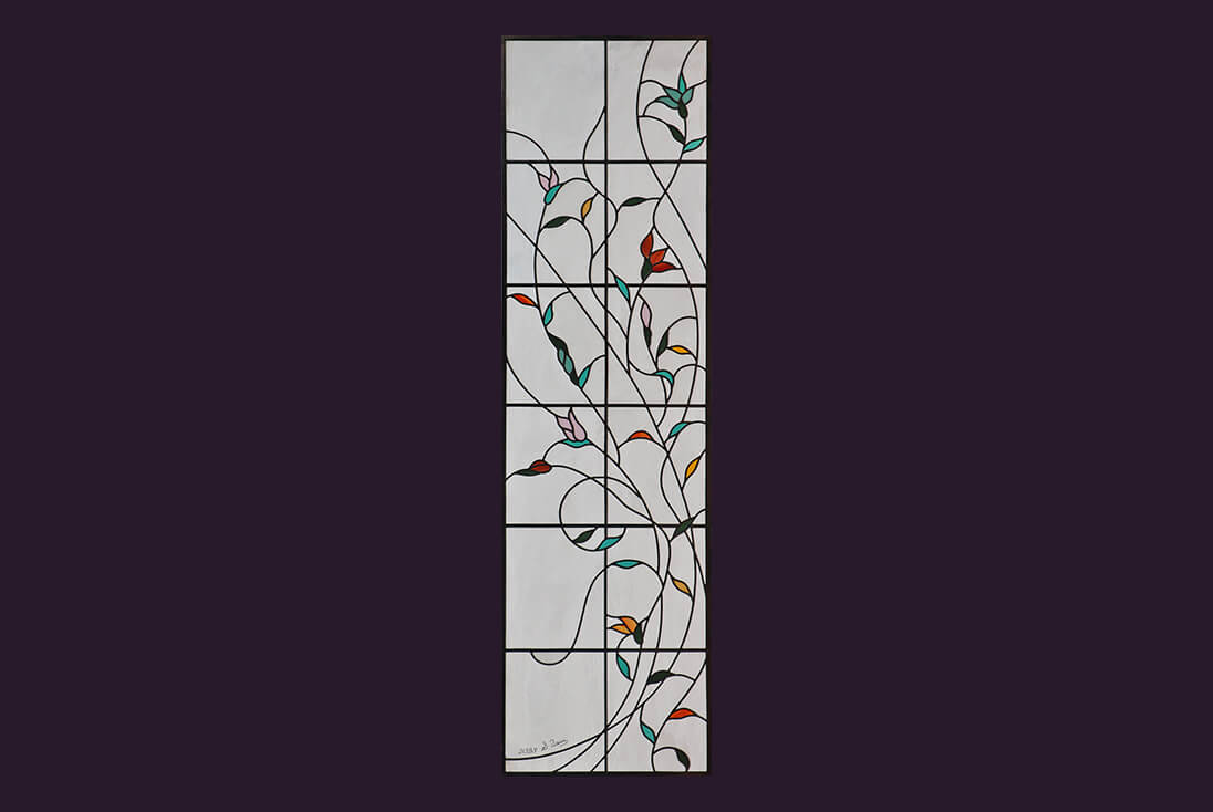 花・植物・風景のデザイン-048 小花をモチーフにデザインしたステンドグラス作品