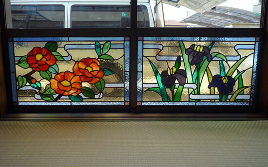 個人邸宅 花 植物 風景のデザイン ステンドグラスバロック
